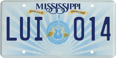 MS license plate LUI014