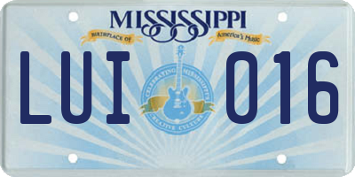 MS license plate LUI016