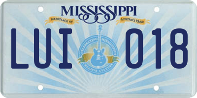 MS license plate LUI018