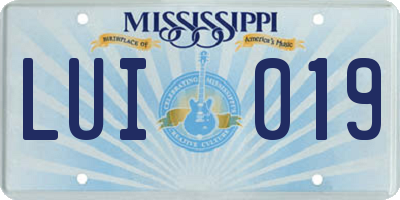 MS license plate LUI019