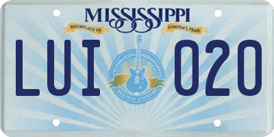 MS license plate LUI020