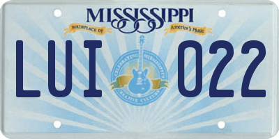 MS license plate LUI022