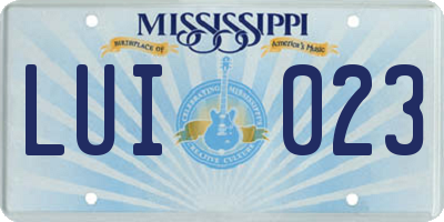 MS license plate LUI023