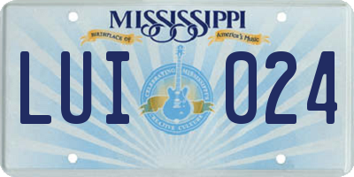 MS license plate LUI024