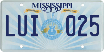 MS license plate LUI025
