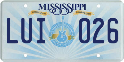 MS license plate LUI026