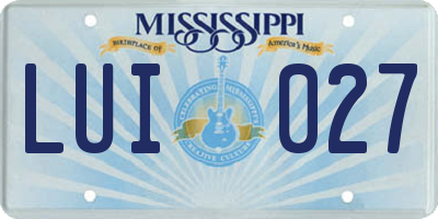 MS license plate LUI027