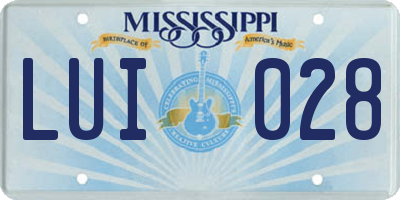 MS license plate LUI028