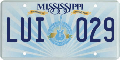 MS license plate LUI029