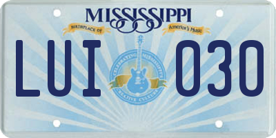 MS license plate LUI030