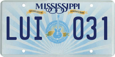 MS license plate LUI031