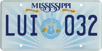 MS license plate LUI032