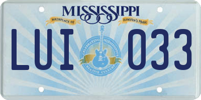 MS license plate LUI033