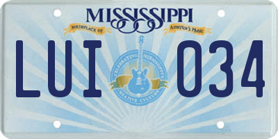 MS license plate LUI034