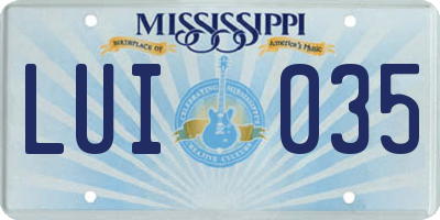 MS license plate LUI035
