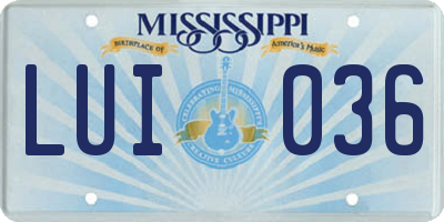 MS license plate LUI036