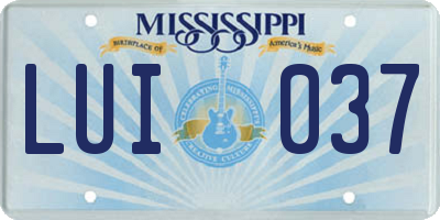 MS license plate LUI037