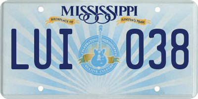 MS license plate LUI038