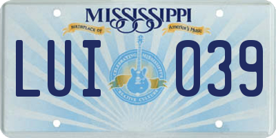 MS license plate LUI039