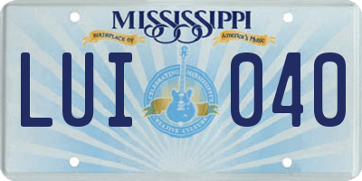 MS license plate LUI040
