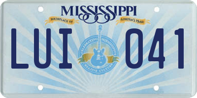 MS license plate LUI041