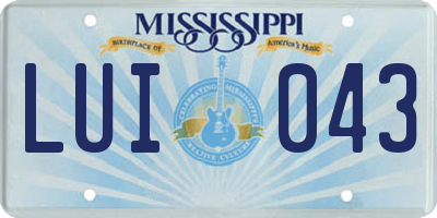MS license plate LUI043