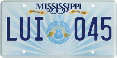 MS license plate LUI045