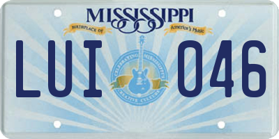 MS license plate LUI046