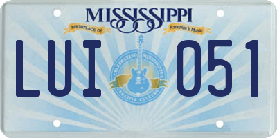 MS license plate LUI051