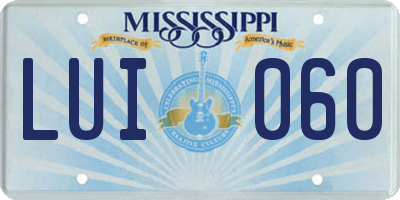MS license plate LUI060