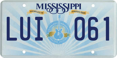 MS license plate LUI061