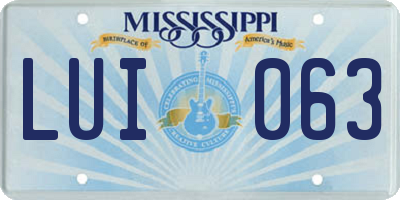 MS license plate LUI063