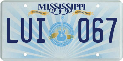 MS license plate LUI067