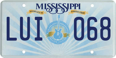 MS license plate LUI068