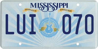 MS license plate LUI070