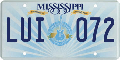 MS license plate LUI072