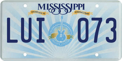 MS license plate LUI073