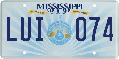 MS license plate LUI074