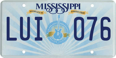 MS license plate LUI076