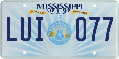 MS license plate LUI077