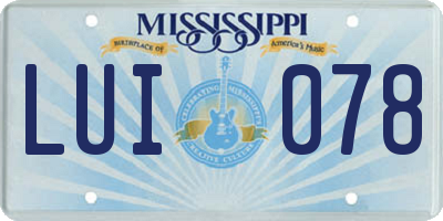 MS license plate LUI078