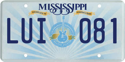 MS license plate LUI081