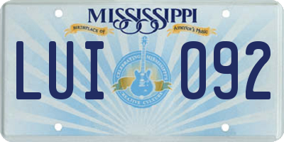 MS license plate LUI092
