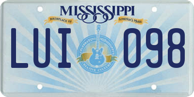 MS license plate LUI098