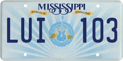 MS license plate LUI103