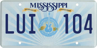 MS license plate LUI104
