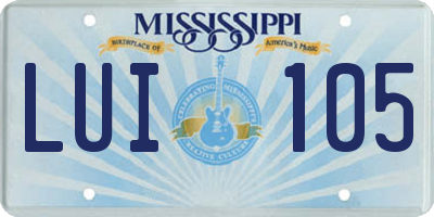 MS license plate LUI105