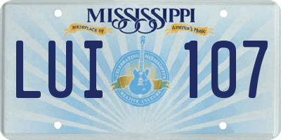 MS license plate LUI107