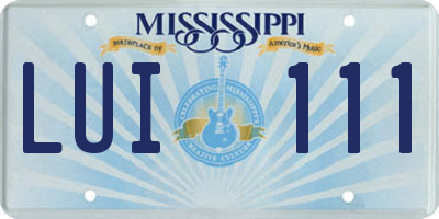 MS license plate LUI111