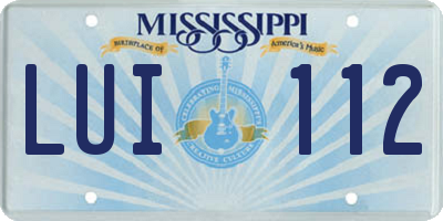 MS license plate LUI112